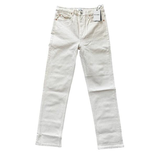 Re/Done Denim - Re/Done 70s Straight Jeans Button Fly Off White Wash Size 28